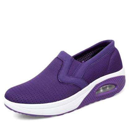 Women's Sporty Platform Fabric Daily Slip-On Walking Sneakers