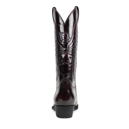 Pointed-toe High-heeled Denim Embroidered High Boots
