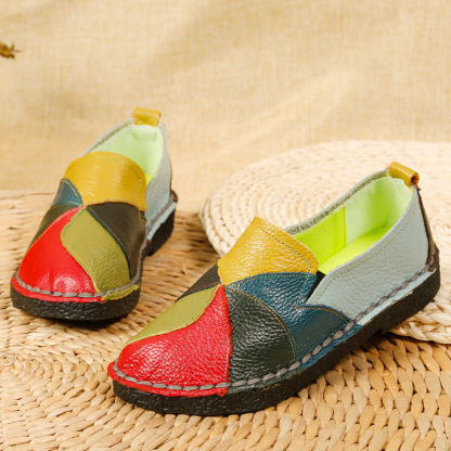 Top layer cowhide -Premium Colorblock Slip-On Work Loafers