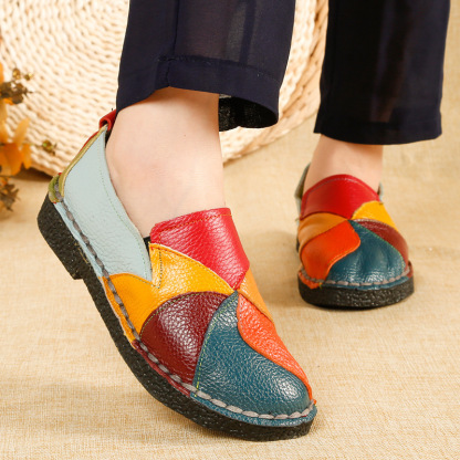 Top layer cowhide -Premium Colorblock Slip-On Work Loafers