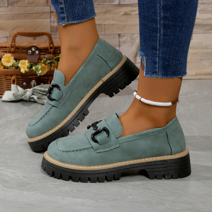 Orthoture Metal Buckle Orthopedic Platform Loafers