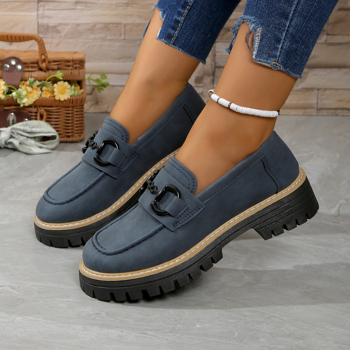 Orthoture Metal Buckle Orthopedic Platform Loafers