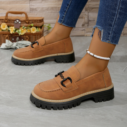 Orthoture Metal Buckle Orthopedic Platform Loafers