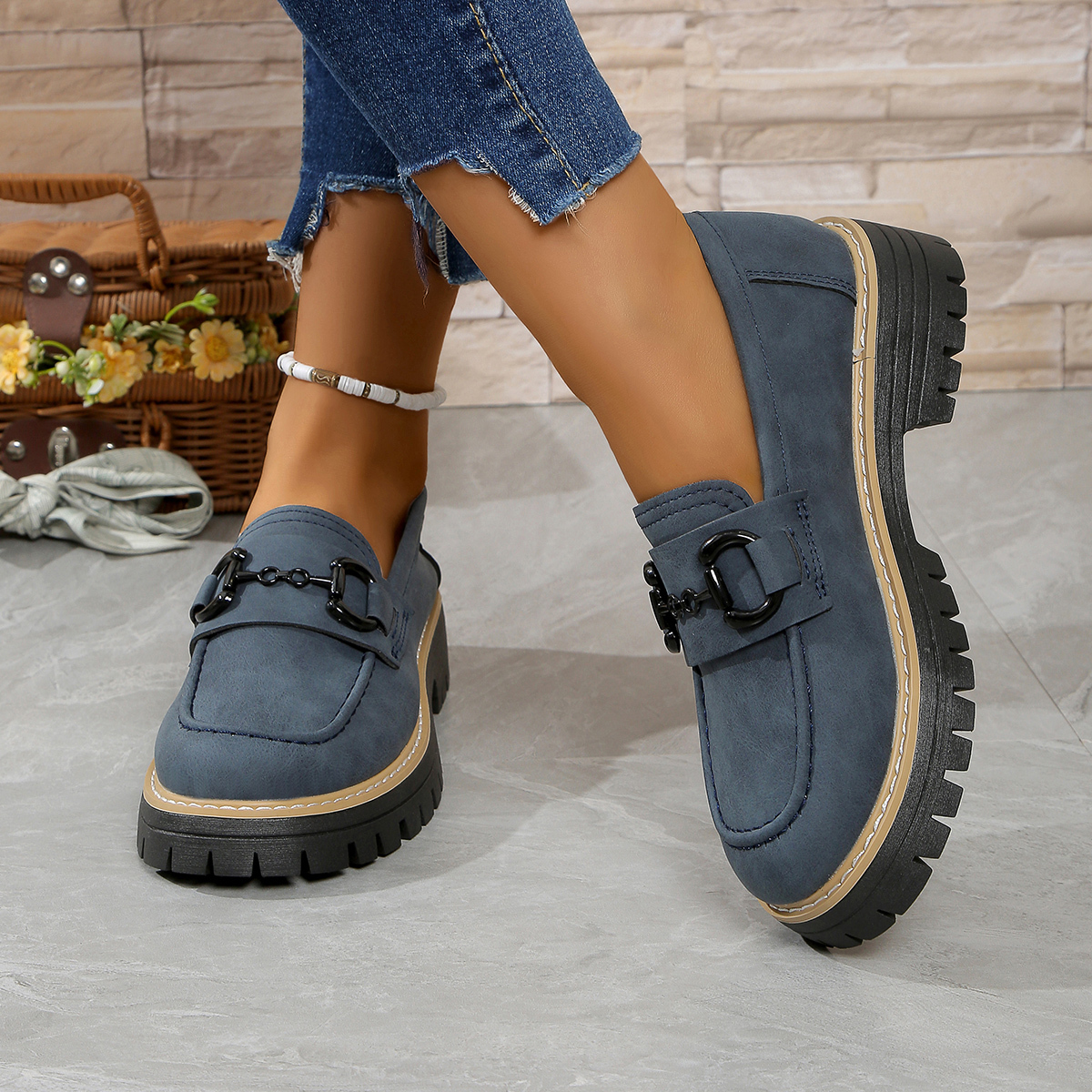 Orthoture Metal Buckle Orthopedic Platform Loafers