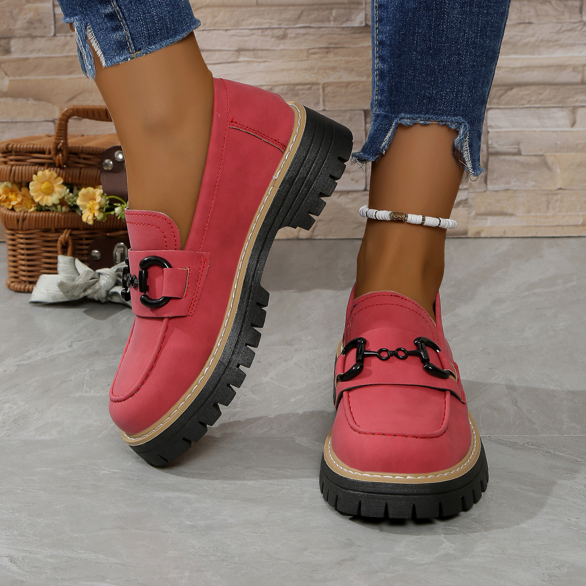 Orthoture Metal Buckle Orthopedic Platform Loafers