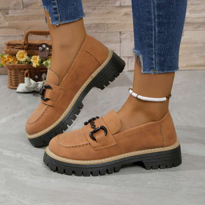 Orthoture Metal Buckle Orthopedic Platform Loafers