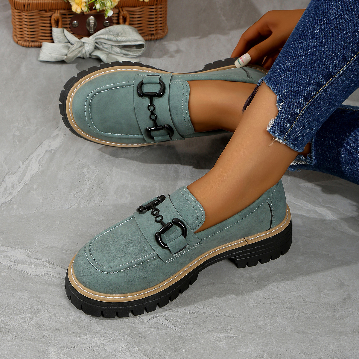 Orthoture Metal Buckle Orthopedic Platform Loafers