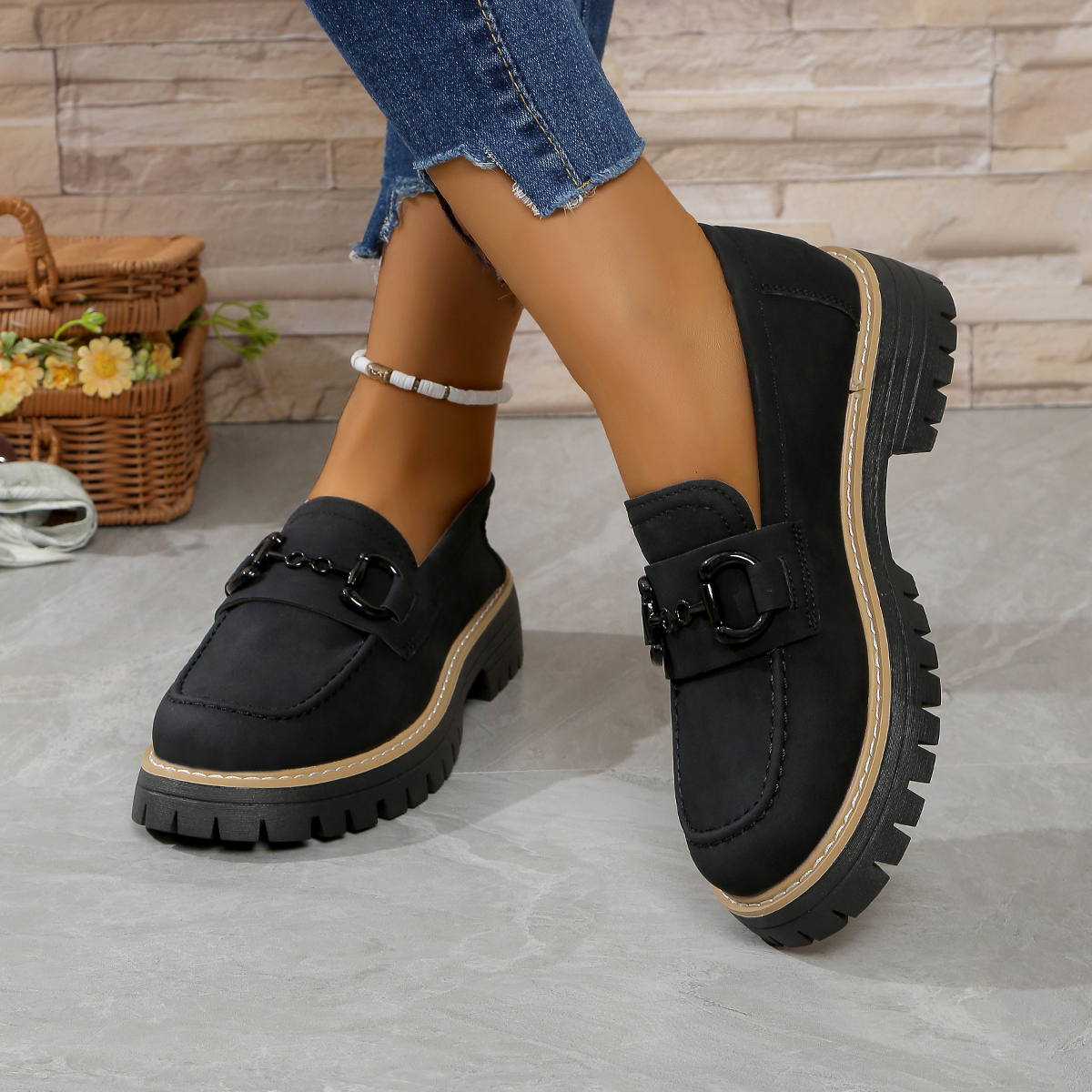 Orthoture Metal Buckle Orthopedic Platform Loafers