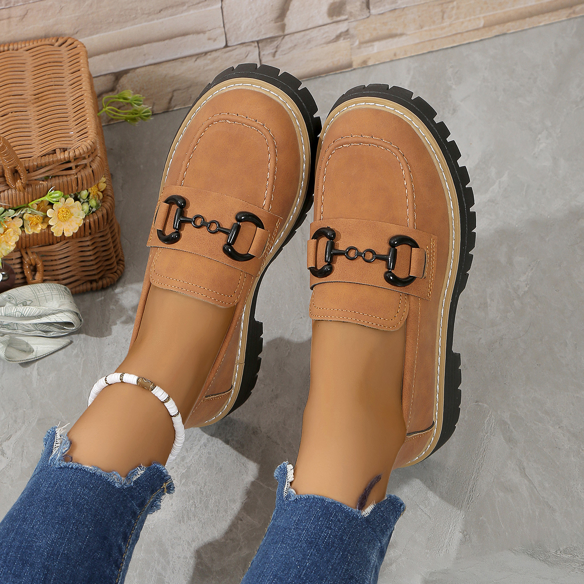Orthoture Metal Buckle Orthopedic Platform Loafers