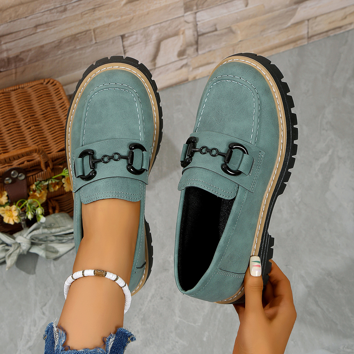 Orthoture Metal Buckle Orthopedic Platform Loafers