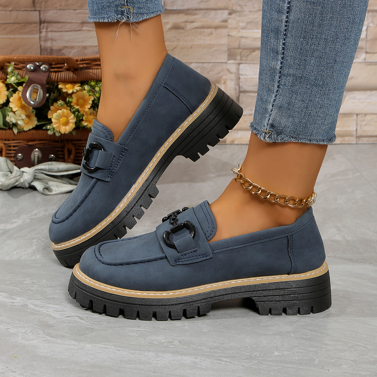 Orthoture Metal Buckle Orthopedic Platform Loafers