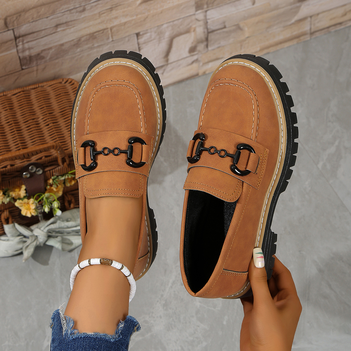 Orthoture Metal Buckle Orthopedic Platform Loafers