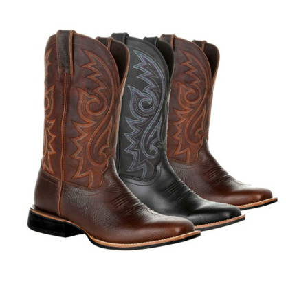 Tall Embroidered Retro Men's Boots