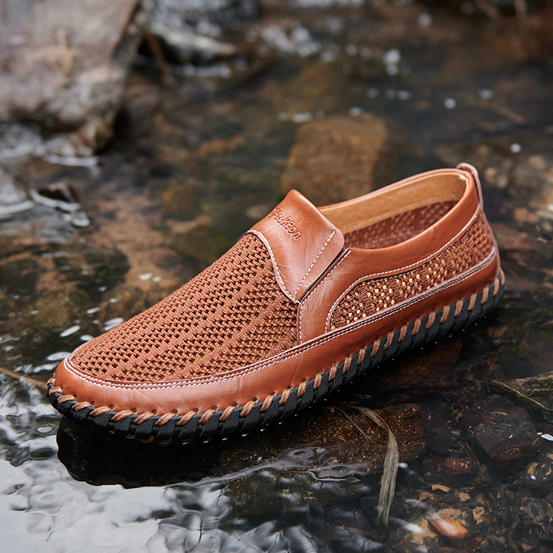 BreezeStep: Men’s Slip-On Boat Shoes with Breathable Upper, Rubber Outsole, and Double-Stitch Durability