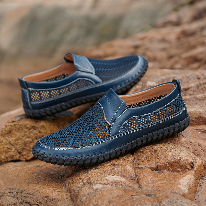 BreezeStep: Men’s Slip-On Boat Shoes with Breathable Upper, Rubber Outsole, and Double-Stitch Durability