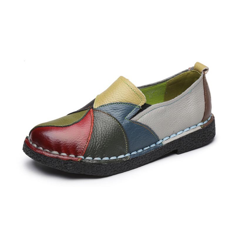 Top layer cowhide -Premium Colorblock Slip-On Work Loafers