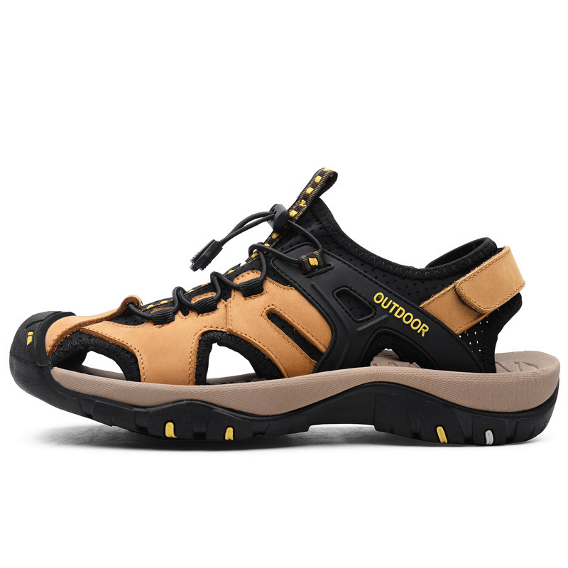 MEN'S GENUINE LEATHER BAOTOU BEACH HOLE SANDALS