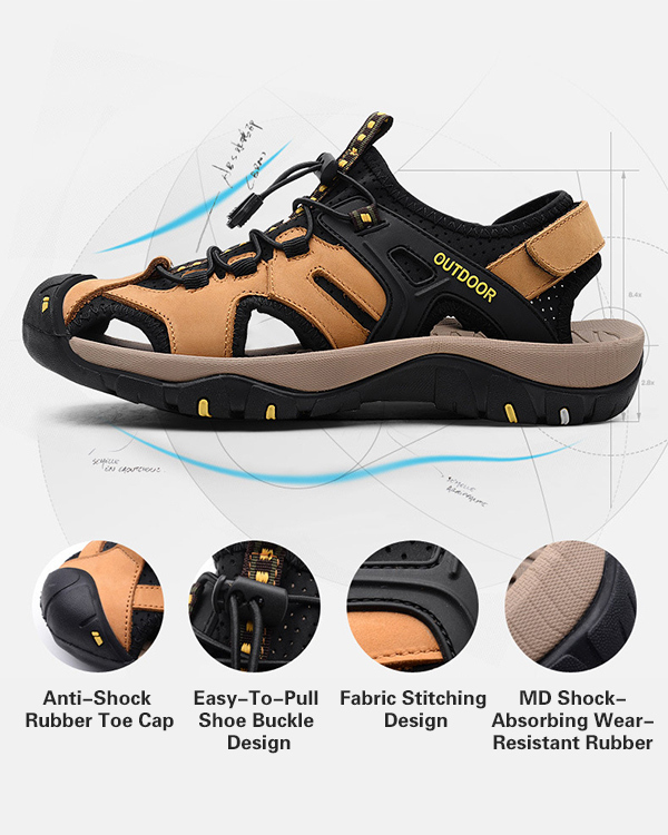 MEN'S GENUINE LEATHER BAOTOU BEACH HOLE SANDALS