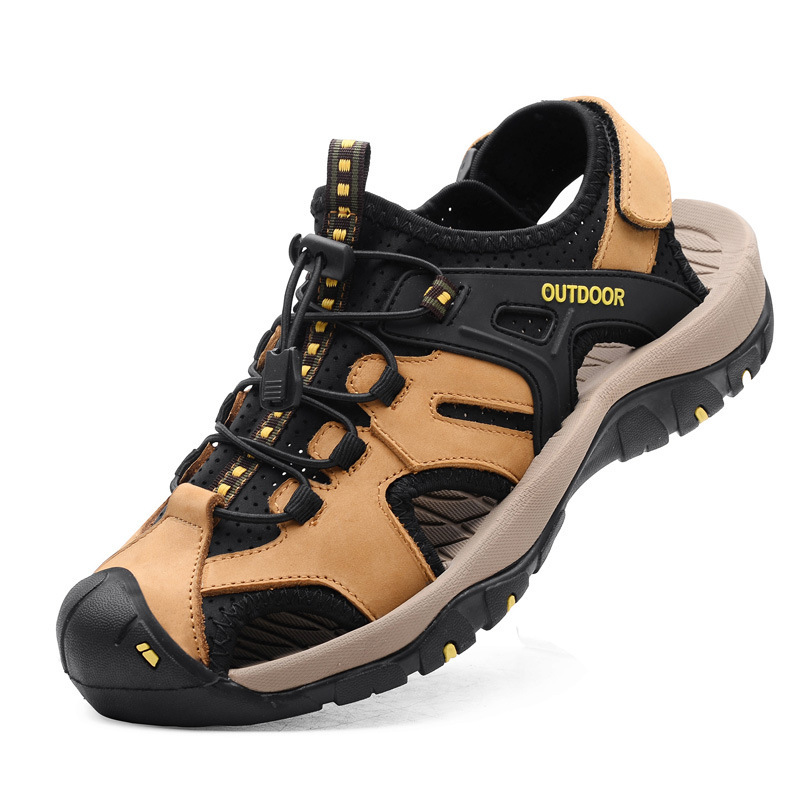 MEN'S GENUINE LEATHER BAOTOU BEACH HOLE SANDALS