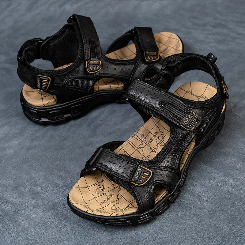 🌴Summer Sale🎁--50% OFF 🎉 Men Outdoor Casual Cowhide Leather Comfy Non-Slip Beach Sandals