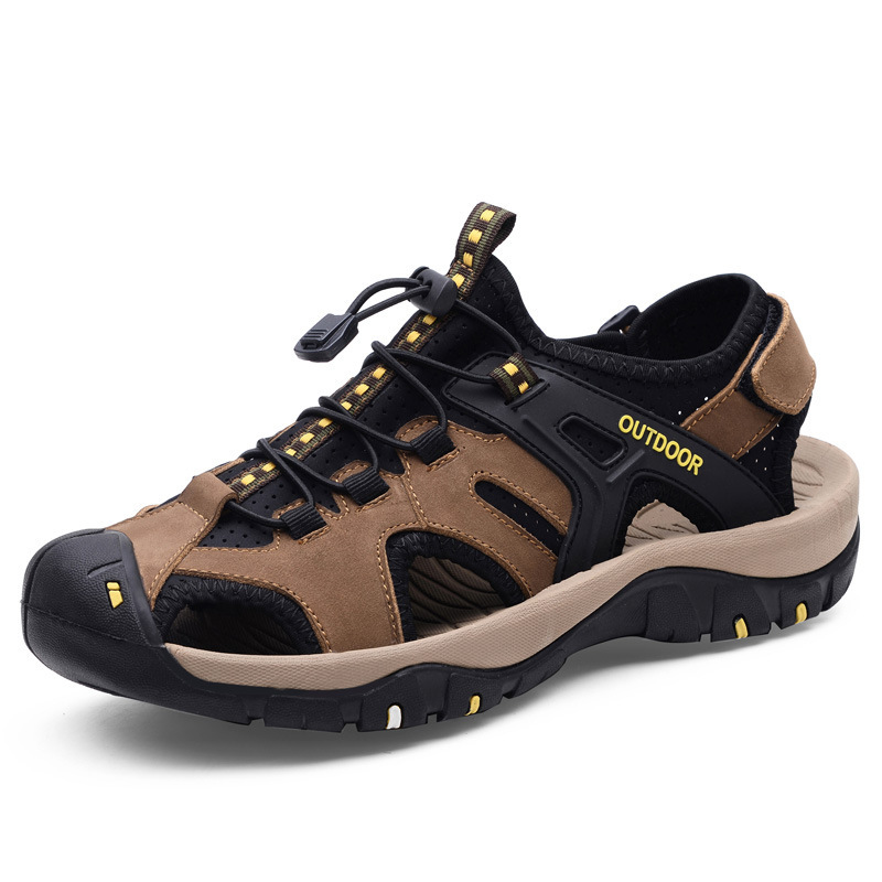 MEN'S GENUINE LEATHER BAOTOU BEACH HOLE SANDALS