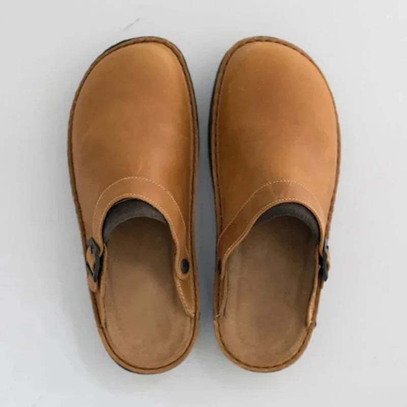 🔥ON THIS WEEK SALE 70% OFF🔥 Large Square Toe Low Cut Men's Casual Plus Size Genuine Leather Slippers