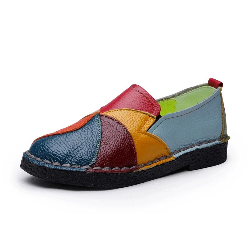 Top layer cowhide -Premium Colorblock Slip-On Work Loafers