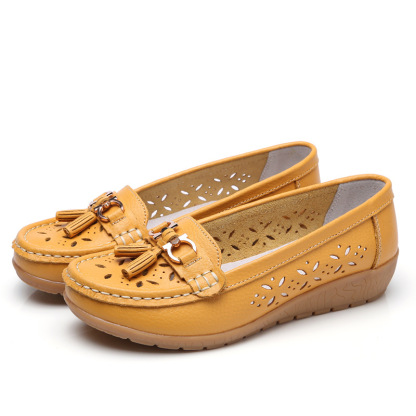 2023 NEW - Women's Hollow Soft Leather Breathable Moccasin Lafers