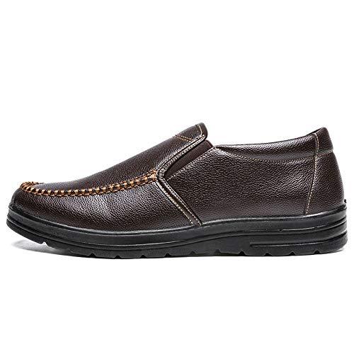 Mens Genuine Leather Casual Comfy Arch Support Slip-On Loafers