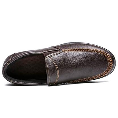 Mens Genuine Leather Casual Comfy Arch Support Slip-On Loafers