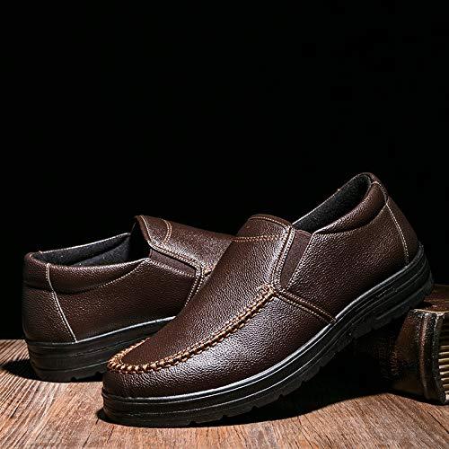 Mens Genuine Leather Casual Comfy Arch Support Slip-On Loafers