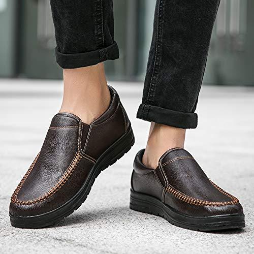 Mens Genuine Leather Casual Comfy Arch Support Slip-On Loafers