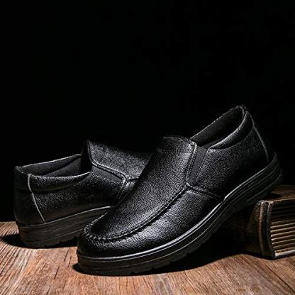Mens Genuine Leather Casual Comfy Arch Support Slip-On Loafers