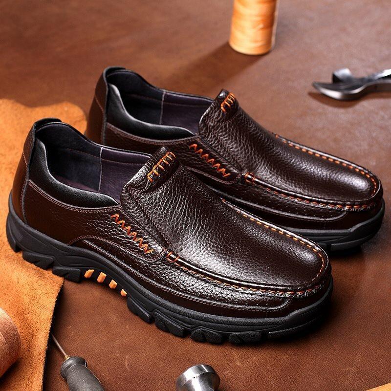 🔥On This Week Sale 70% OFF🔥 Men's Cow Leather Waterproof Comfy Non Slip Soft Slip On Casual Shoes