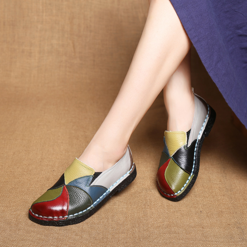 Top layer cowhide -Premium Colorblock Slip-On Work Loafers