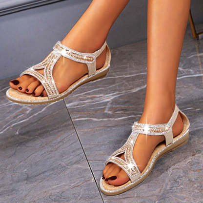 Women's Hollow Triangle Rhinestone Sandals