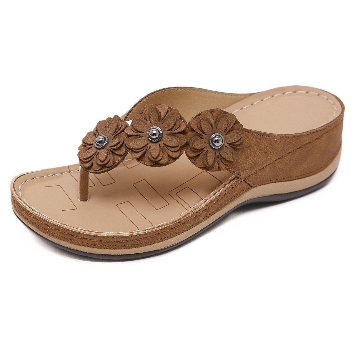 WOMEN'S LIGHTWEIGHT FLOWERS CLIP TOE SANDALS