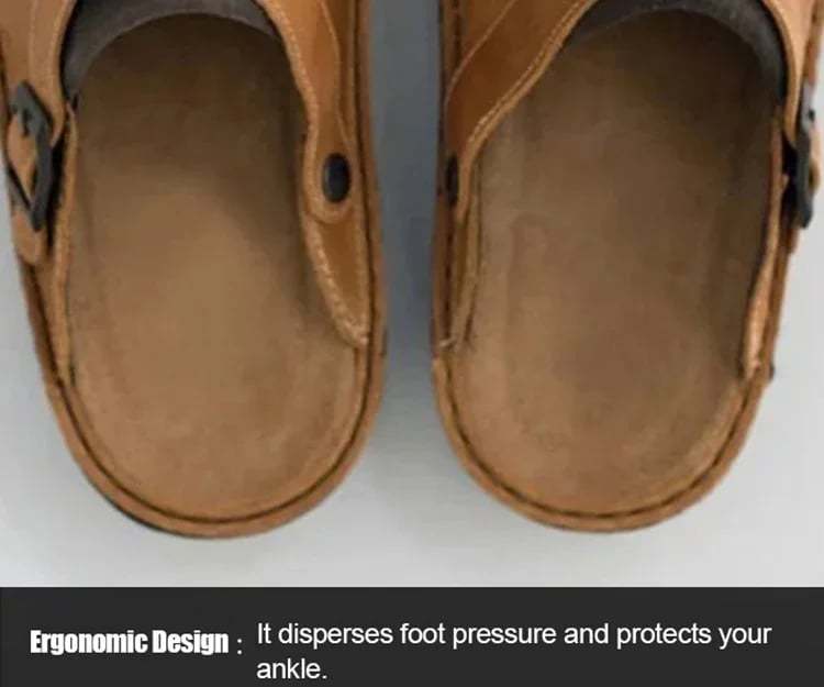 🔥ON THIS WEEK SALE 70% OFF🔥 Large Square Toe Low Cut Men's Casual Plus Size Genuine Leather Slippers