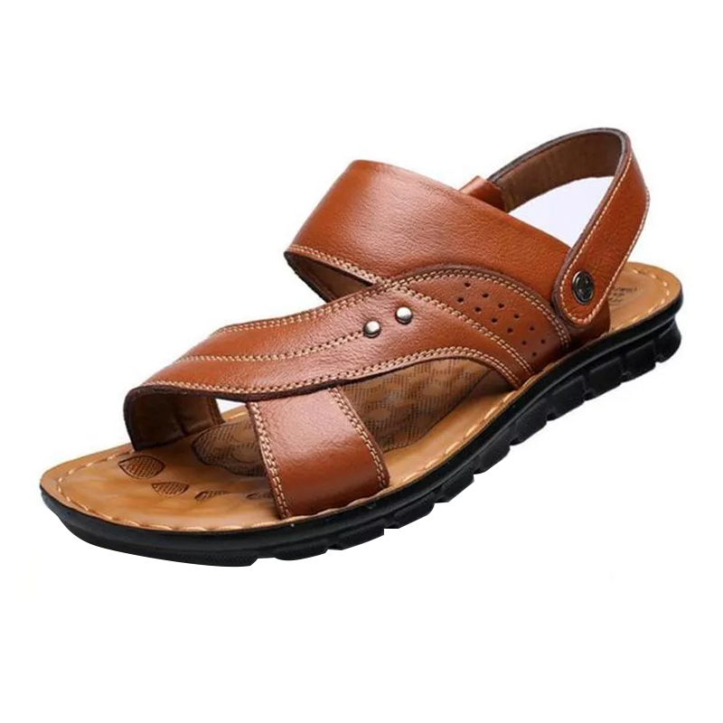 Men's Summer Genuine Sandals Comfortable Slip-on Beach Shoes – Orthowalkway