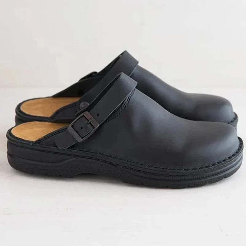 🔥ON THIS WEEK SALE 70% OFF🔥 Large Square Toe Low Cut Men's Casual Plus Size Genuine Leather Slippers