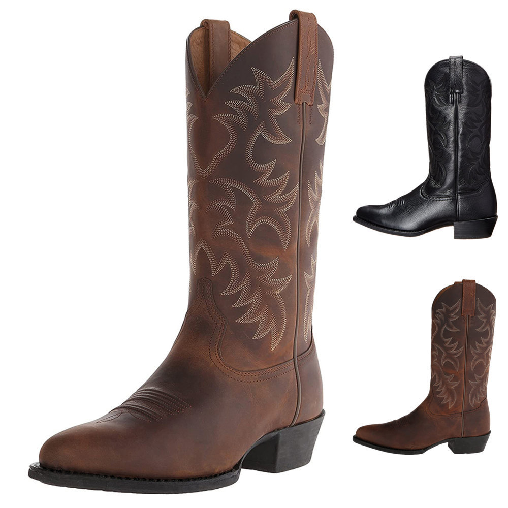 Men's Embroidered High Boots