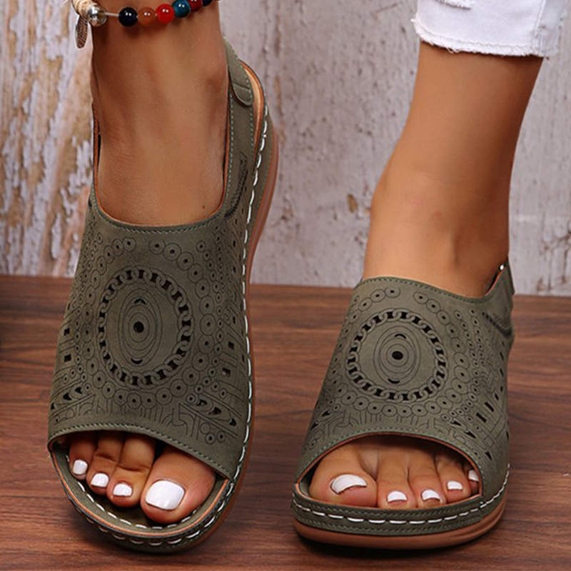 Womens Casual Peep Toe Hollow Out Wedges Sandals
