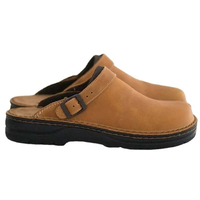 🔥ON THIS WEEK SALE 70% OFF🔥 Large Square Toe Low Cut Men's Casual Plus Size Genuine Leather Slippers