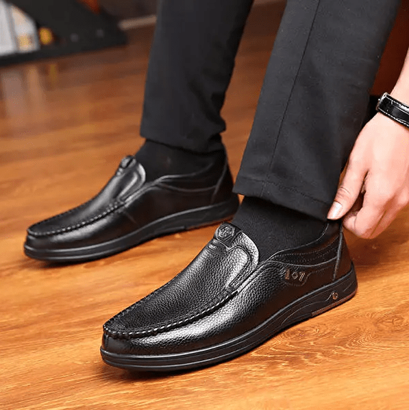 Trongcavalry™ Mens Genuine Leather Soft Insole Casual Business Slip On Loafers