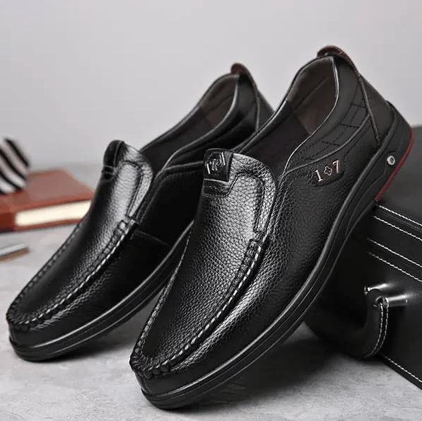 Trongcavalry™ Mens Genuine Leather Soft Insole Casual Business Slip On Loafers