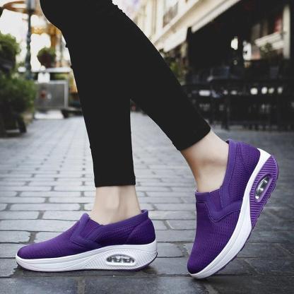 Women's Sporty Platform Fabric Daily Slip-On Walking Sneakers