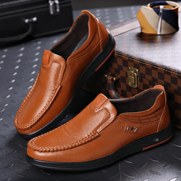 Trongcavalry™ Mens Genuine Leather Soft Insole Casual Business Slip On Loafers