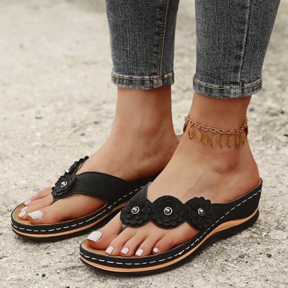 WOMEN'S LIGHTWEIGHT FLOWERS CLIP TOE SANDALS