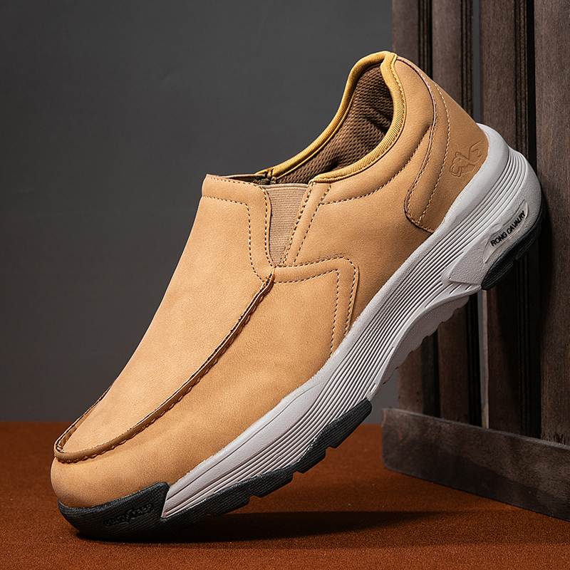 MEN'S COMFORTABLE GENUINE LEATHER SNEAKERS WITH ARCH SUPPORT AND SHOCK ABSORPTION