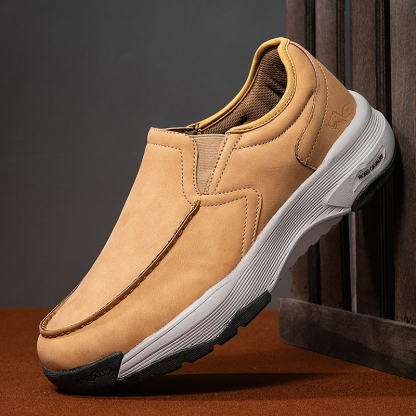MEN'S COMFORTABLE GENUINE LEATHER SNEAKERS WITH ARCH SUPPORT AND SHOCK ABSORPTION
